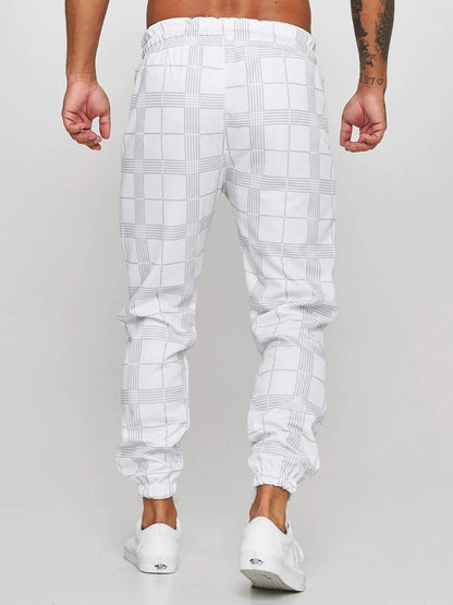Men's Sporty Casual / Sporty Pants Chinos Drawstring Elastic Waist Print Full Length Pants Casual Sports Micro-elastic Geometry Outdoor Sports Mid Waist White Black Light Grey Dark Gray S M L XL XXL