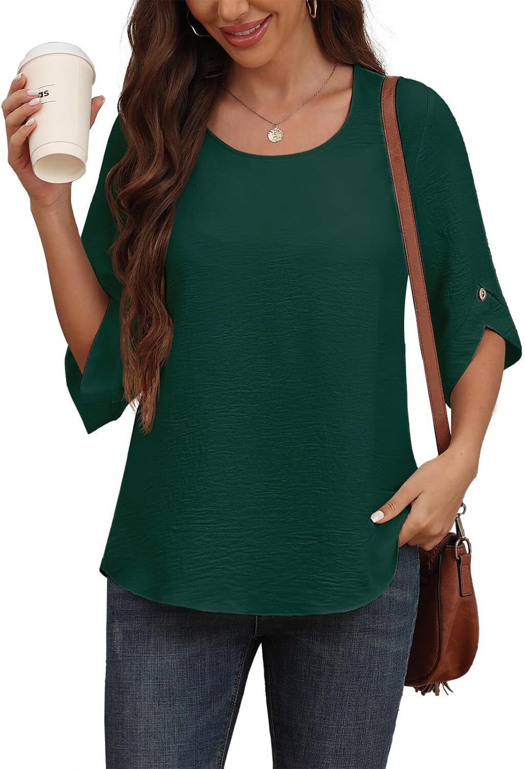 Women's 2024 Summer Chiffon Blouses Bell Short Sleeve TShirts Casual Loose Flowy Dressy Work Tops for Leggings Blouse
