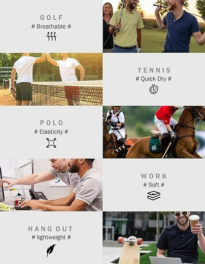Men's Polo Shirts Quick Dry Short Sleeve Performance Moisture Wicking