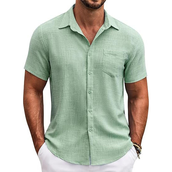 Casual Short Sleeve Men's Button Down Shirts
