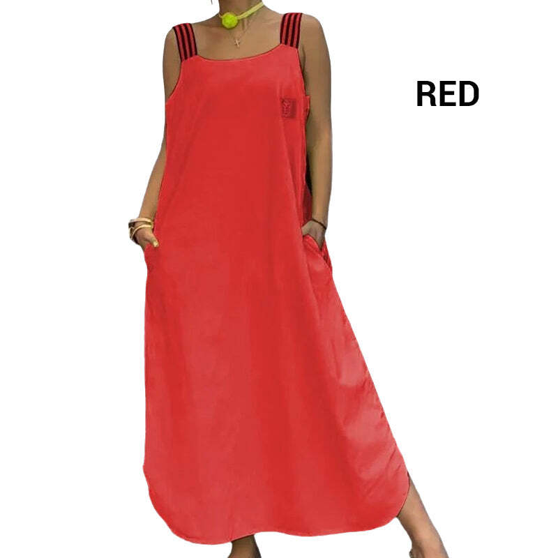 Wide Strap Maxi Dress with Pockets