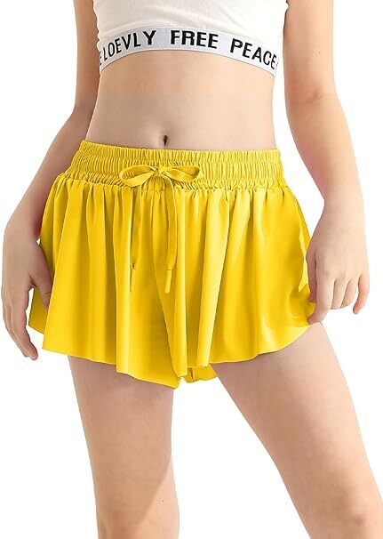 Women's Flowy Butterfly Athletic Running Workout Spandex Gym Yoga Tennis Skirts with Pocket
