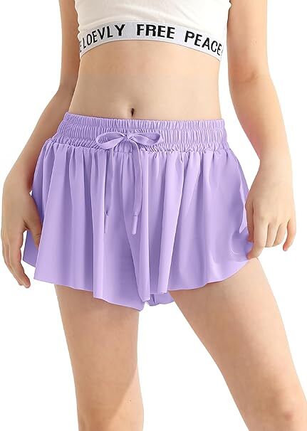 Women's Flowy Butterfly Athletic Running Workout Spandex Gym Yoga Tennis Skirts with Pocket