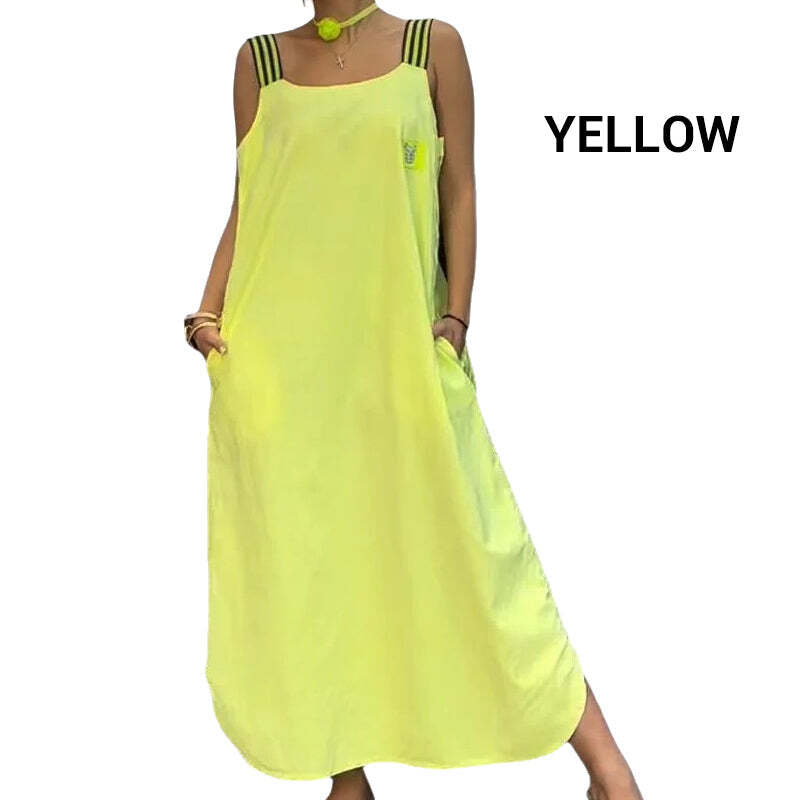 Wide Strap Maxi Dress with Pockets
