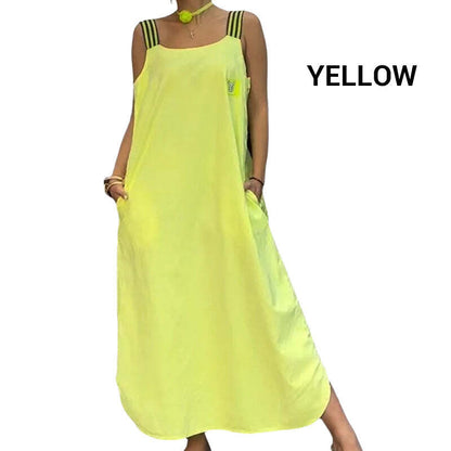 Wide Strap Maxi Dress with Pockets