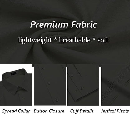 7-Pack Men's Cuban Shirts Long Sleeve Casual Button Down Shirt Cotton Beach Tops💖Buy two packs for free shipping💖
