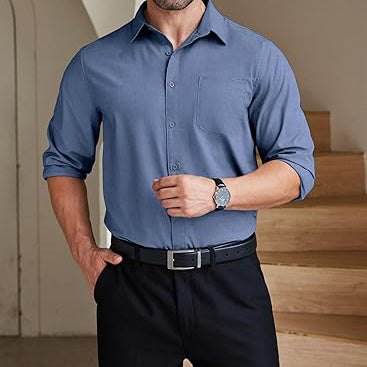 Wrinkle Free Long Sleeve Button Down Formal Business Shirt