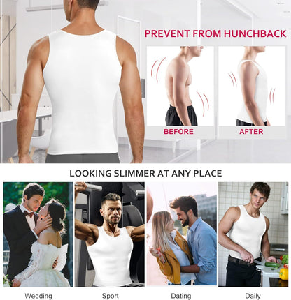 Men Compression Shirt Shapewear Slimming Body Shaper Vest Undershirt Tummy Control Tank Top