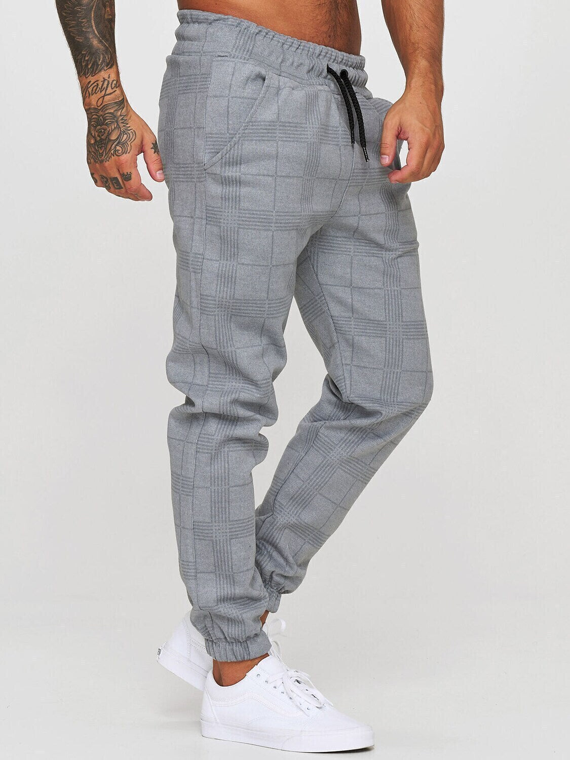 Men's Sporty Casual / Sporty Pants Chinos Drawstring Elastic Waist Print Full Length Pants Casual Sports Micro-elastic Geometry Outdoor Sports Mid Waist White Black Light Grey Dark Gray S M L XL XXL