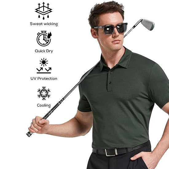 Men's Polo Shirts Quick Dry Short Sleeve Performance Moisture Wicking