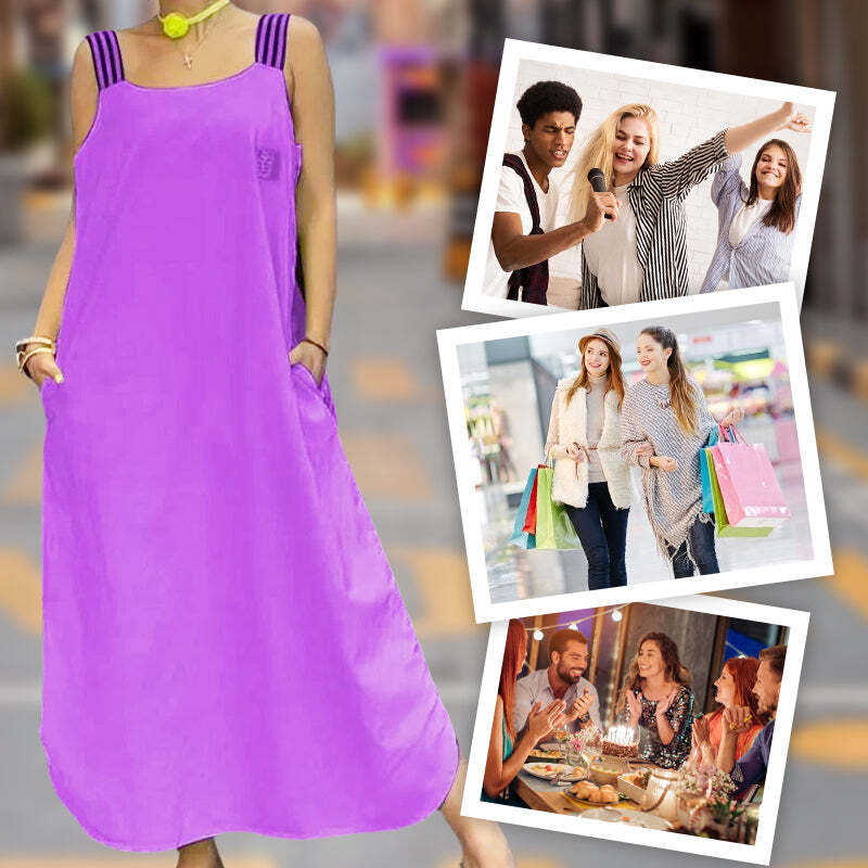 Wide Strap Maxi Dress with Pockets