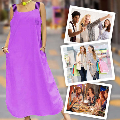 Wide Strap Maxi Dress with Pockets