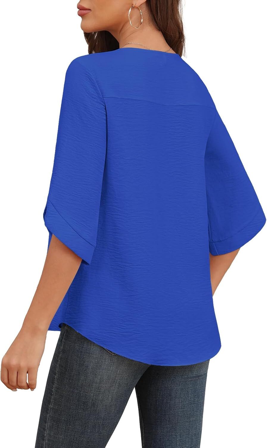 Women's 2024 Summer Chiffon Blouses Bell Short Sleeve TShirts Casual Loose Flowy Dressy Work Tops for Leggings Blouse