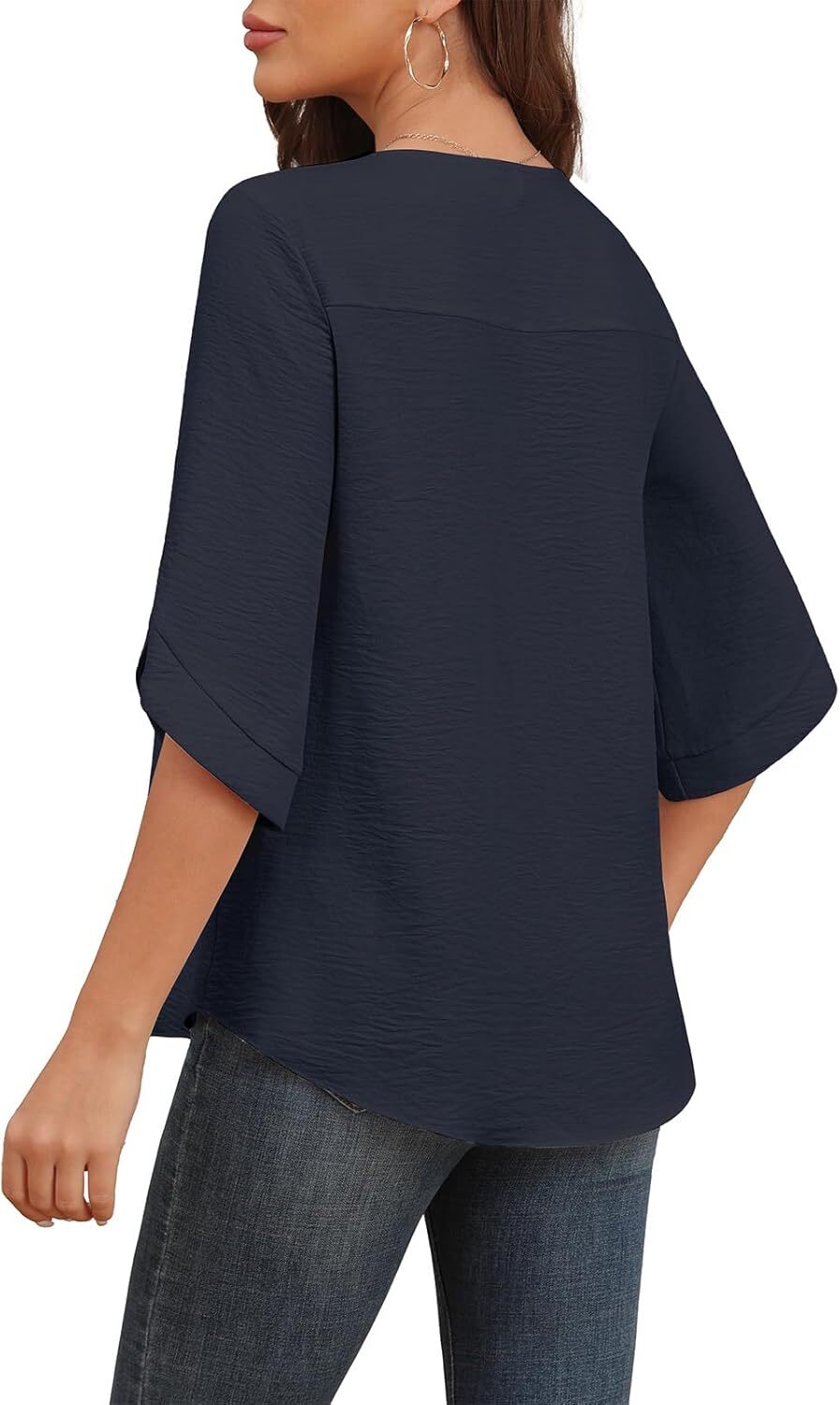 Women's 2024 Summer Chiffon Blouses Bell Short Sleeve TShirts Casual Loose Flowy Dressy Work Tops for Leggings Blouse