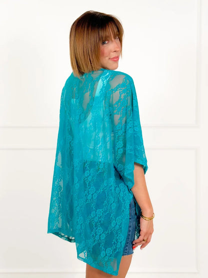 ⚡Limited Time Sale - Lace short-sleeved kimono with side slit details (various colors)