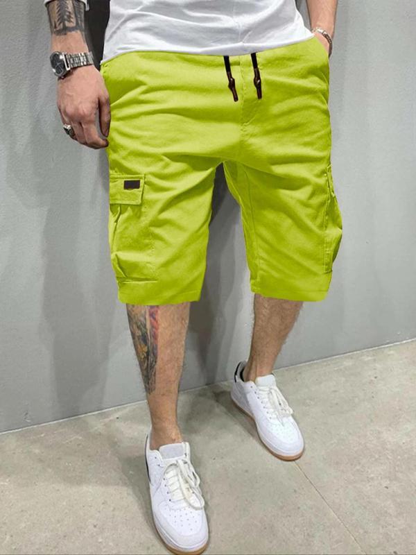 Men's Patched Drawstring Waist Cargo Shorts,  Men's Bottoms for Daily Wear, Clearance Items 2024