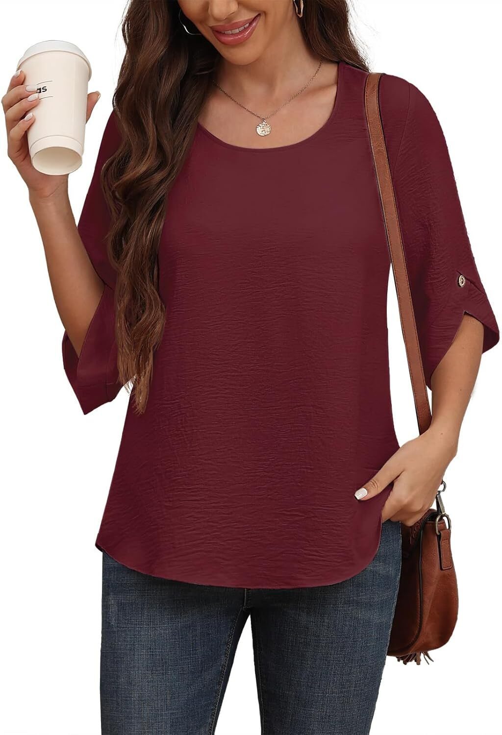 Women's 2024 Summer Chiffon Blouses Bell Short Sleeve TShirts Casual Loose Flowy Dressy Work Tops for Leggings Blouse