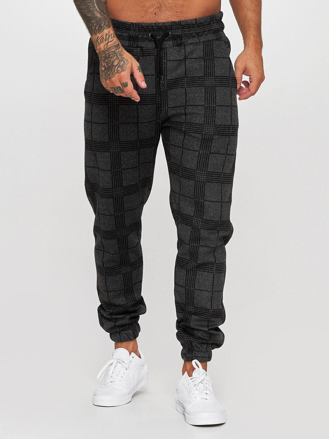 Men's Sporty Casual / Sporty Pants Chinos Drawstring Elastic Waist Print Full Length Pants Casual Sports Micro-elastic Geometry Outdoor Sports Mid Waist White Black Light Grey Dark Gray S M L XL XXL