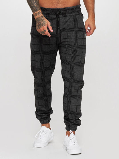 Men's Sporty Casual / Sporty Pants Chinos Drawstring Elastic Waist Print Full Length Pants Casual Sports Micro-elastic Geometry Outdoor Sports Mid Waist White Black Light Grey Dark Gray S M L XL XXL