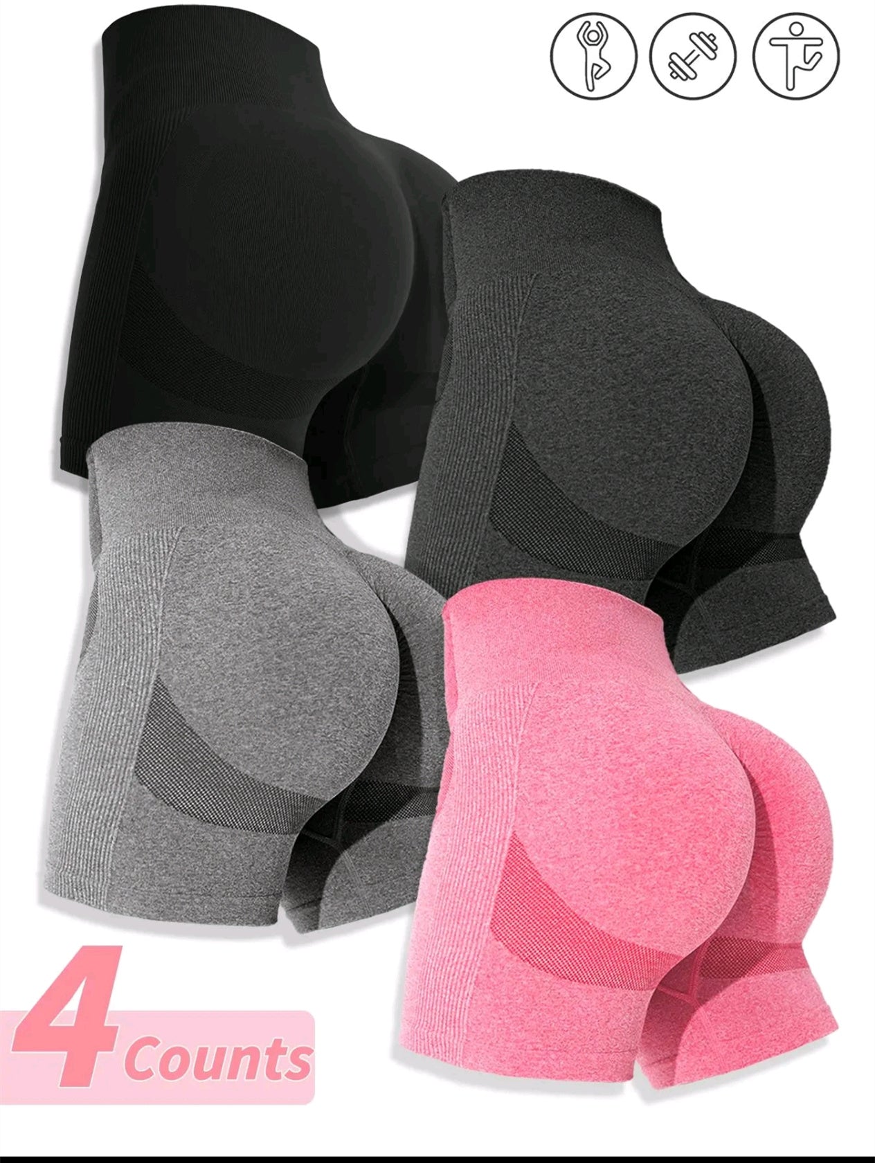 Women's Solid Color High Waisted Sports Shorts