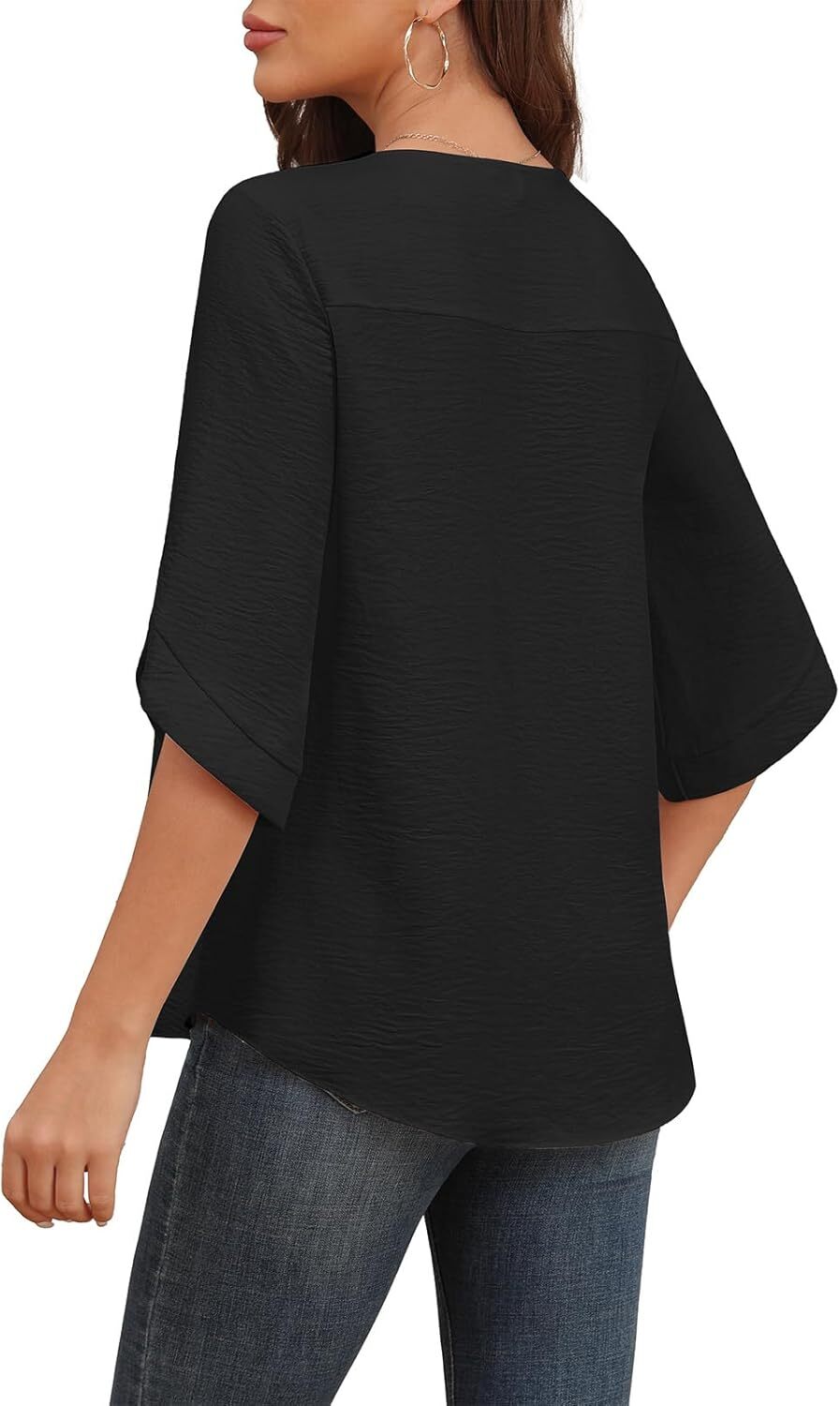 Women's 2024 Summer Chiffon Blouses Bell Short Sleeve TShirts Casual Loose Flowy Dressy Work Tops for Leggings Blouse