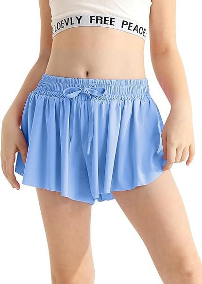 Women's Flowy Butterfly Athletic Running Workout Spandex Gym Yoga Tennis Skirts with Pocket