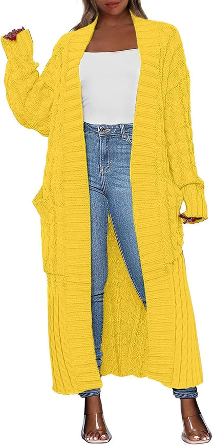 Women's Long Cardigan 2024 Oversized Coat Long Sleeve Open Cardigan Knitted Extra