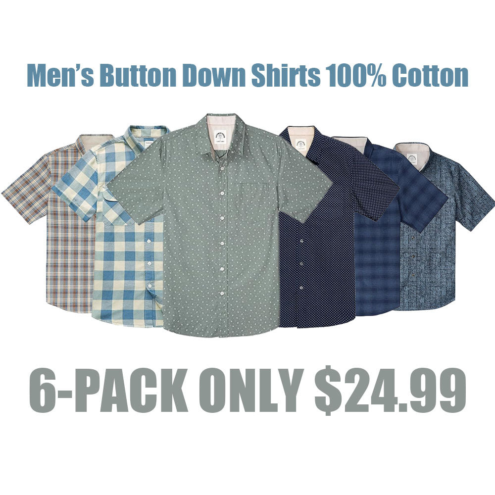 Men’s Short Sleeve Button Down Shirts 100% Cotton
