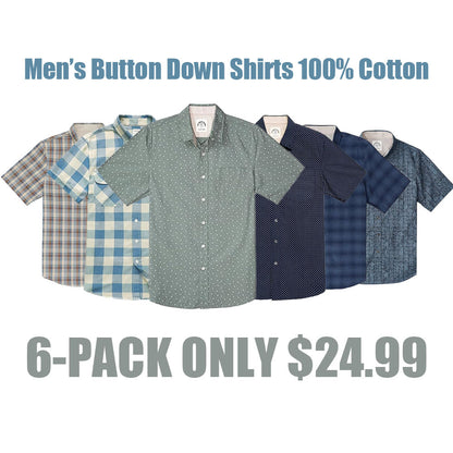 Men’s Short Sleeve Button Down Shirts 100% Cotton