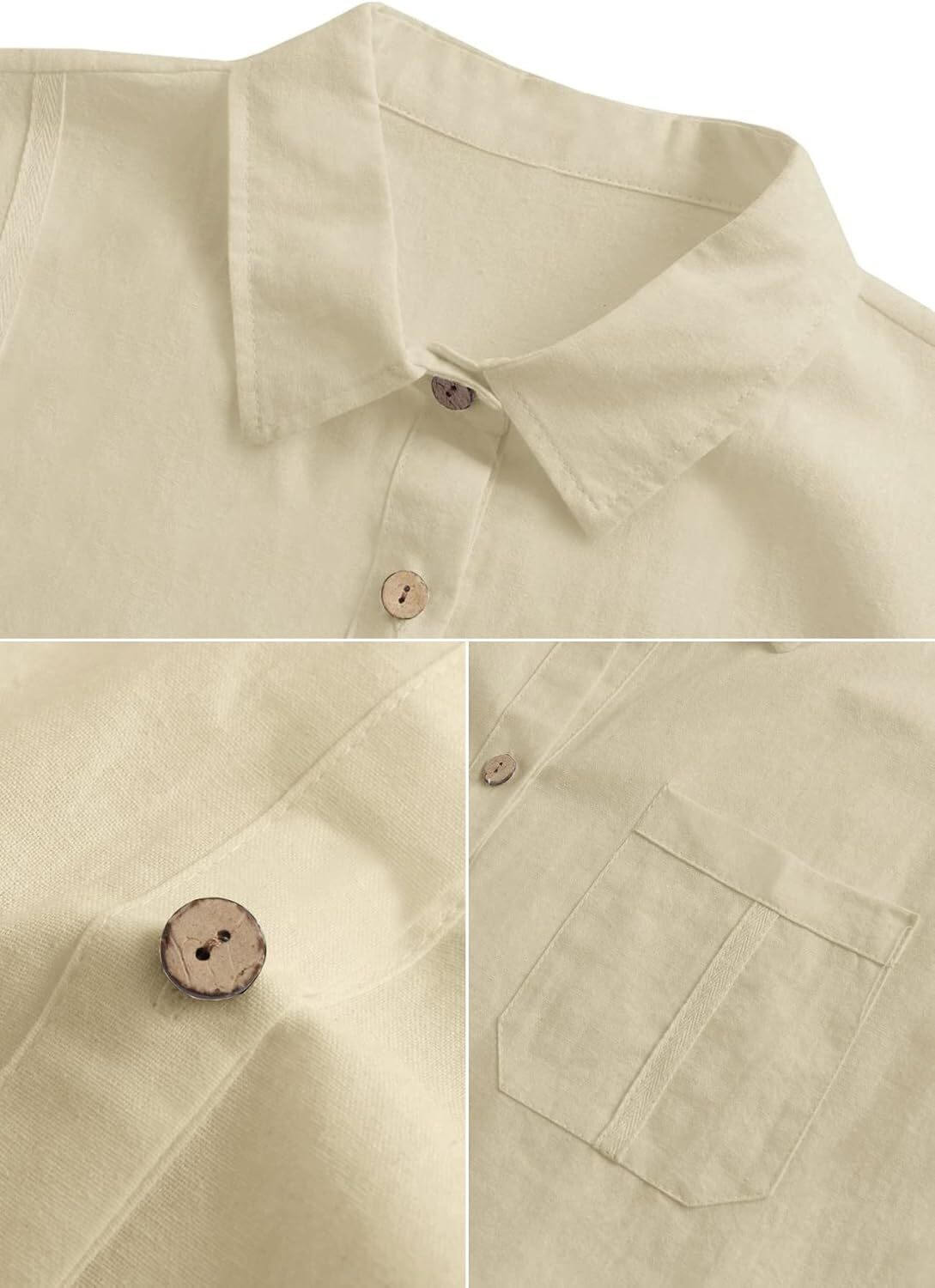 Mens Beach Linen Shirts Short Sleeve Cuban Button Down Casual Summer T Shirt Guayabera Hawaiian Tee Loose Fit Tops(💖Buy two, free shipping)