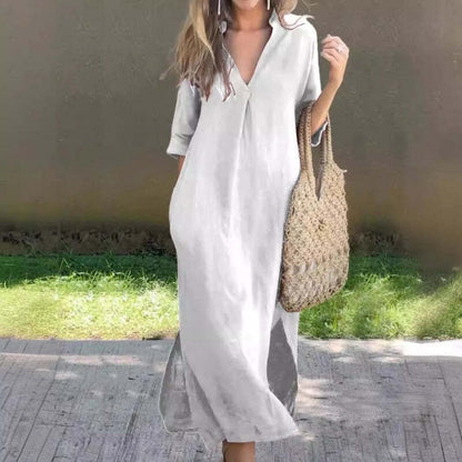 💕50% OFF - Linen Casual Style V-Neck Dress