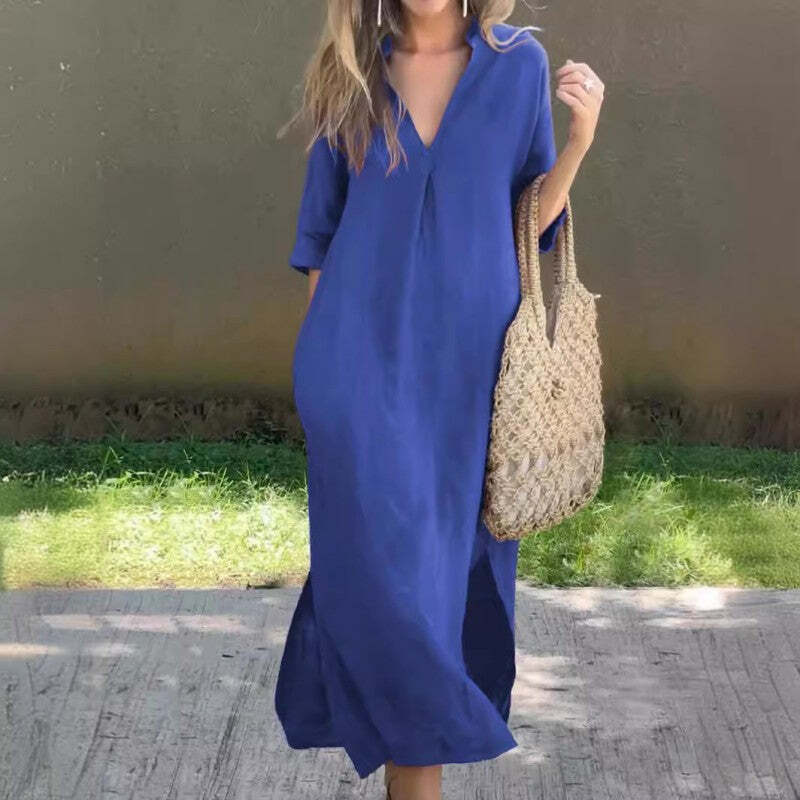 💕50% OFF - Linen Casual Style V-Neck Dress