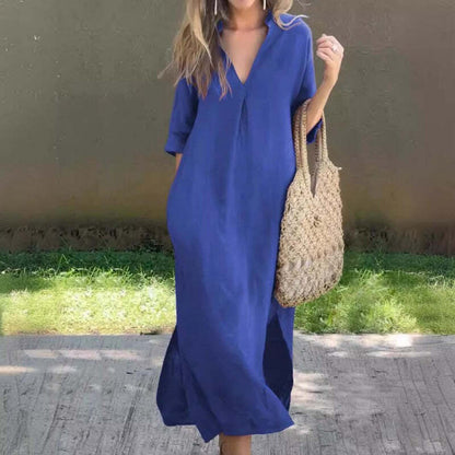 💕50% OFF - Linen Casual Style V-Neck Dress