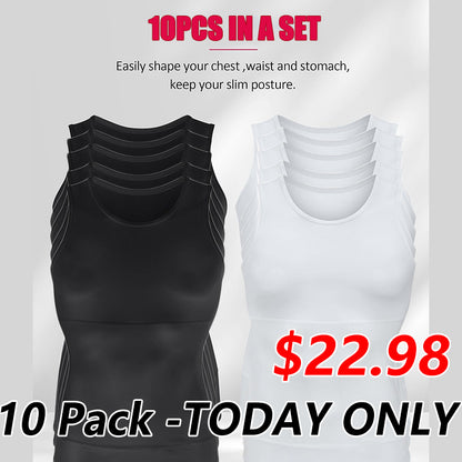 Men Compression Shirt Shapewear Slimming Body Shaper Vest Undershirt Tummy Control Tank Top