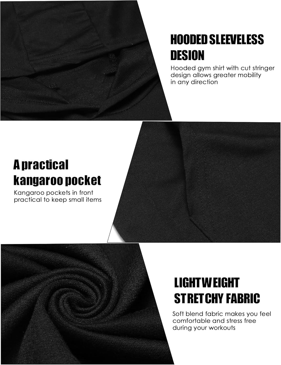Men's Workout Hooded Tank Tops Bodybuilding Muscle Cut Off T Shirt Sleeveless Gym Hoodies