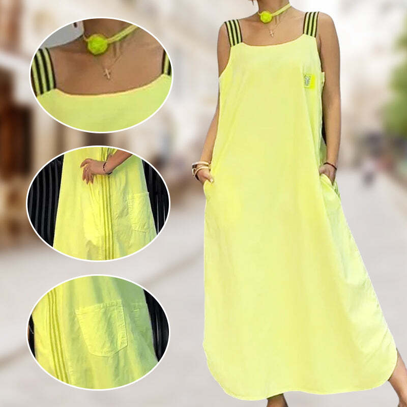 Wide Strap Maxi Dress with Pockets