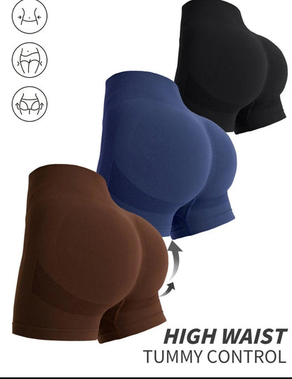 Women's Solid Color High Waisted Sports Shorts