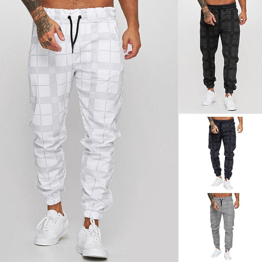 Men's Sporty Casual / Sporty Pants Chinos Drawstring Elastic Waist Print Full Length Pants Casual Sports Micro-elastic Geometry Outdoor Sports Mid Waist White Black Light Grey Dark Gray S M L XL XXL