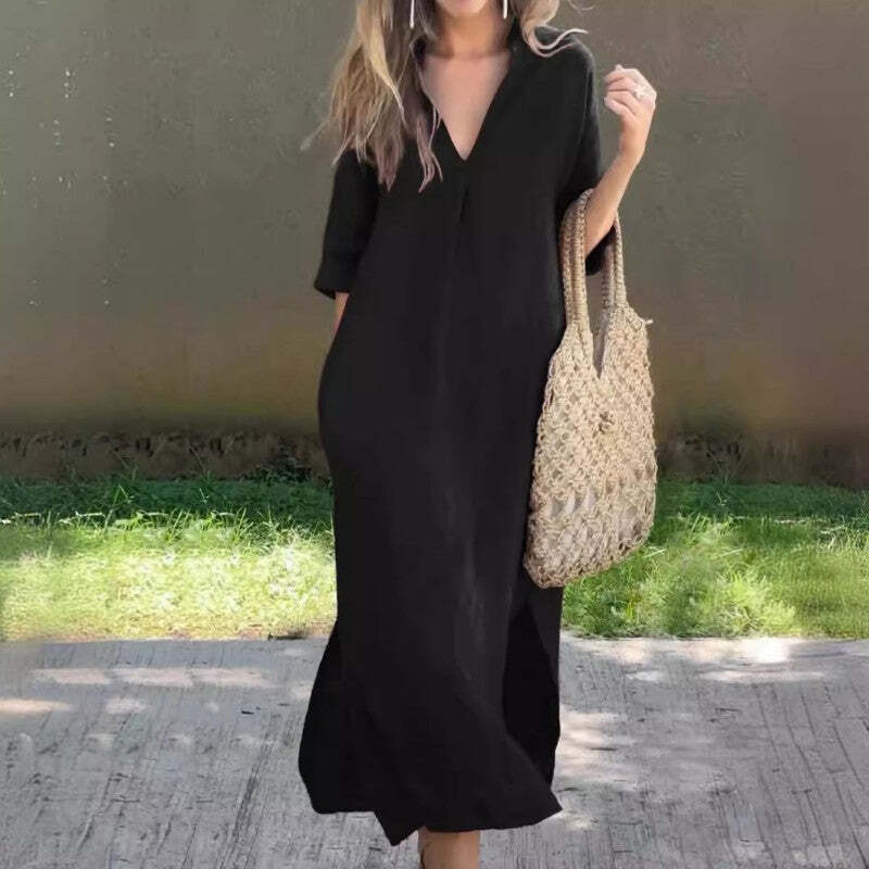 💕50% OFF - Linen Casual Style V-Neck Dress