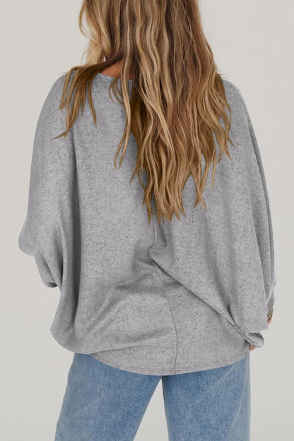 Women's Fall Sweaters 2024 Casual Oversize Pullover Batwing Long Sleeve Drop Shoulder Sweater Loose Knit Jumper Tops