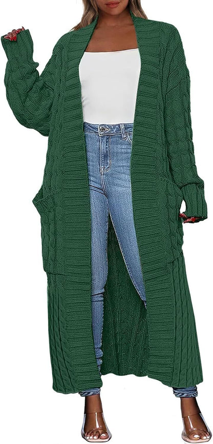Women's Long Cardigan 2024 Oversized Coat Long Sleeve Open Cardigan Knitted Extra