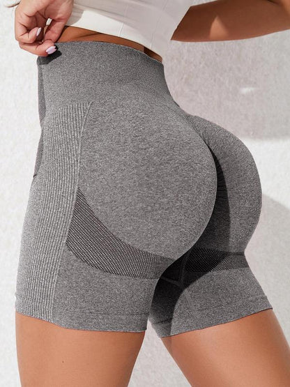 Women's Solid Color High Waisted Sports Shorts