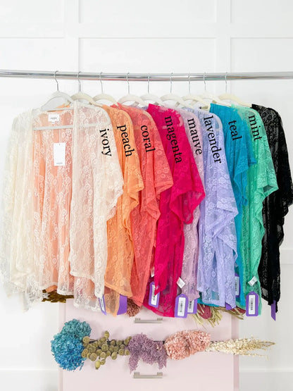 ⚡Limited Time Sale - Lace short-sleeved kimono with side slit details (various colors)