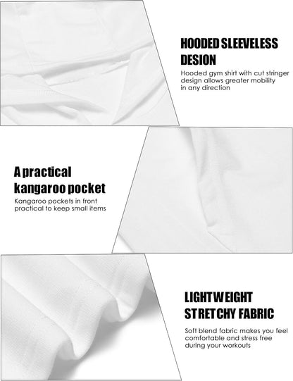 Men's Workout Hooded Tank Tops Bodybuilding Muscle Cut Off T Shirt Sleeveless Gym Hoodies