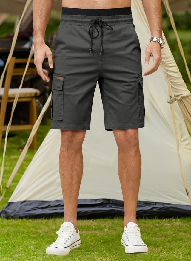Men's Patched Drawstring Waist Cargo Shorts,  Men's Bottoms for Daily Wear, Clearance Items 2024