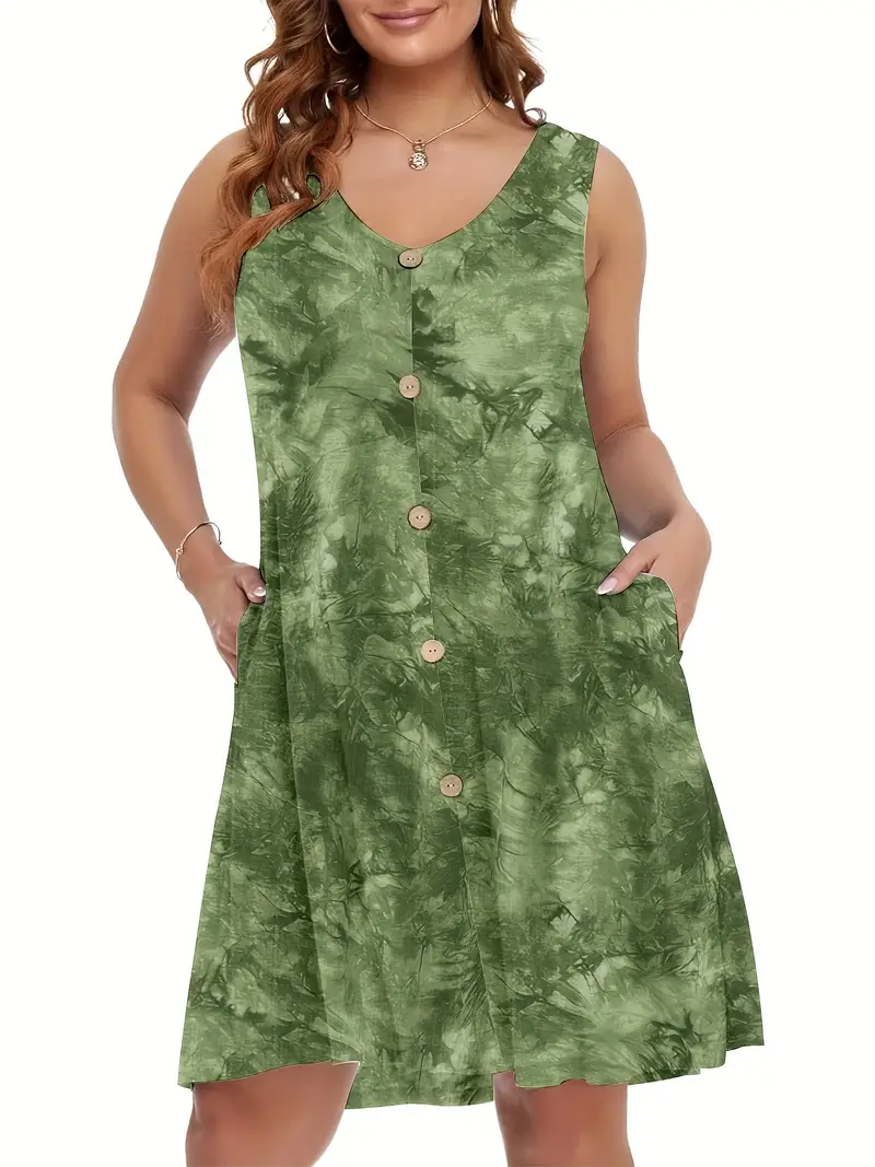 Plus Size Tie Dye Pocket Dress