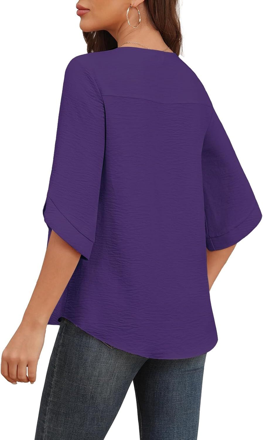 Women's 2024 Summer Chiffon Blouses Bell Short Sleeve TShirts Casual Loose Flowy Dressy Work Tops for Leggings Blouse