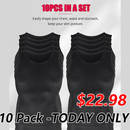 Men Compression Shirt Shapewear Slimming Body Shaper Vest Undershirt Tummy Control Tank Top